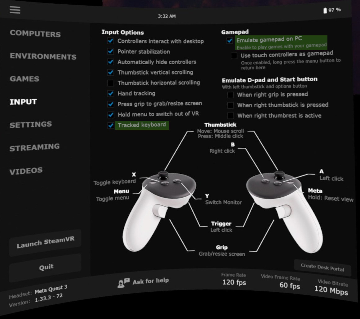 Virtual Desktop Shared Input Settings