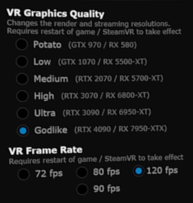 Virtual Desktop Frame Rate Settings